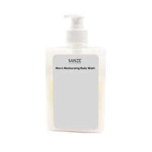 SAISZE men's moisturizing body wash in a rectangular white pump bottle.