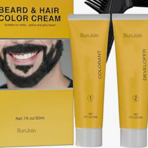 BunJoin beard and hair color kit with yellow colorant and developer tubes.