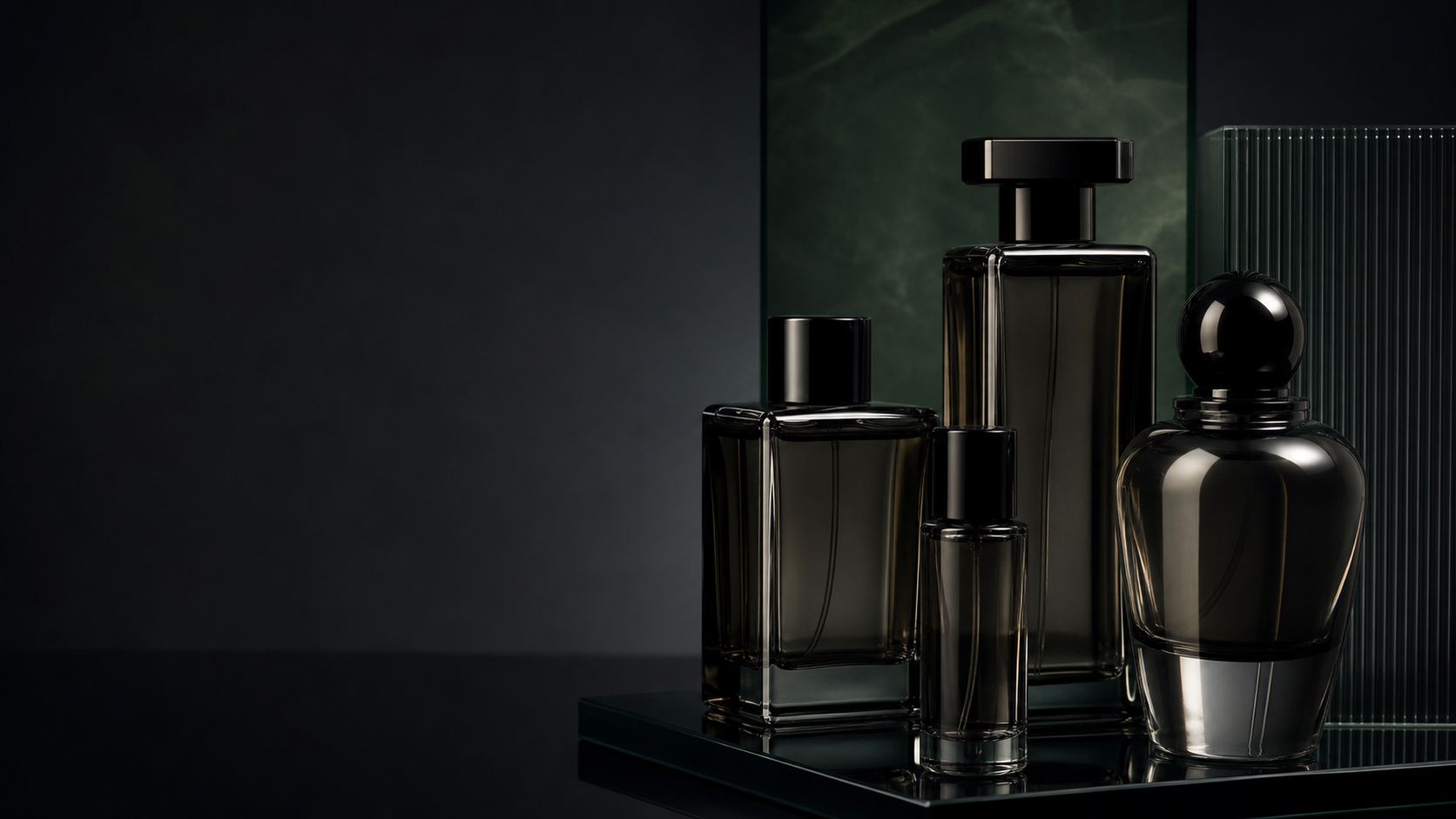 Solid cologne balm and fragrance packaging on a neutral background