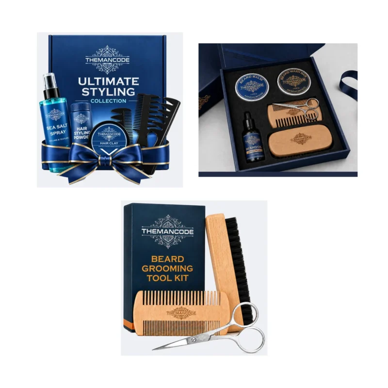 TheManCode hair styling kit, complete beard grooming kit and beard grooming tool kit