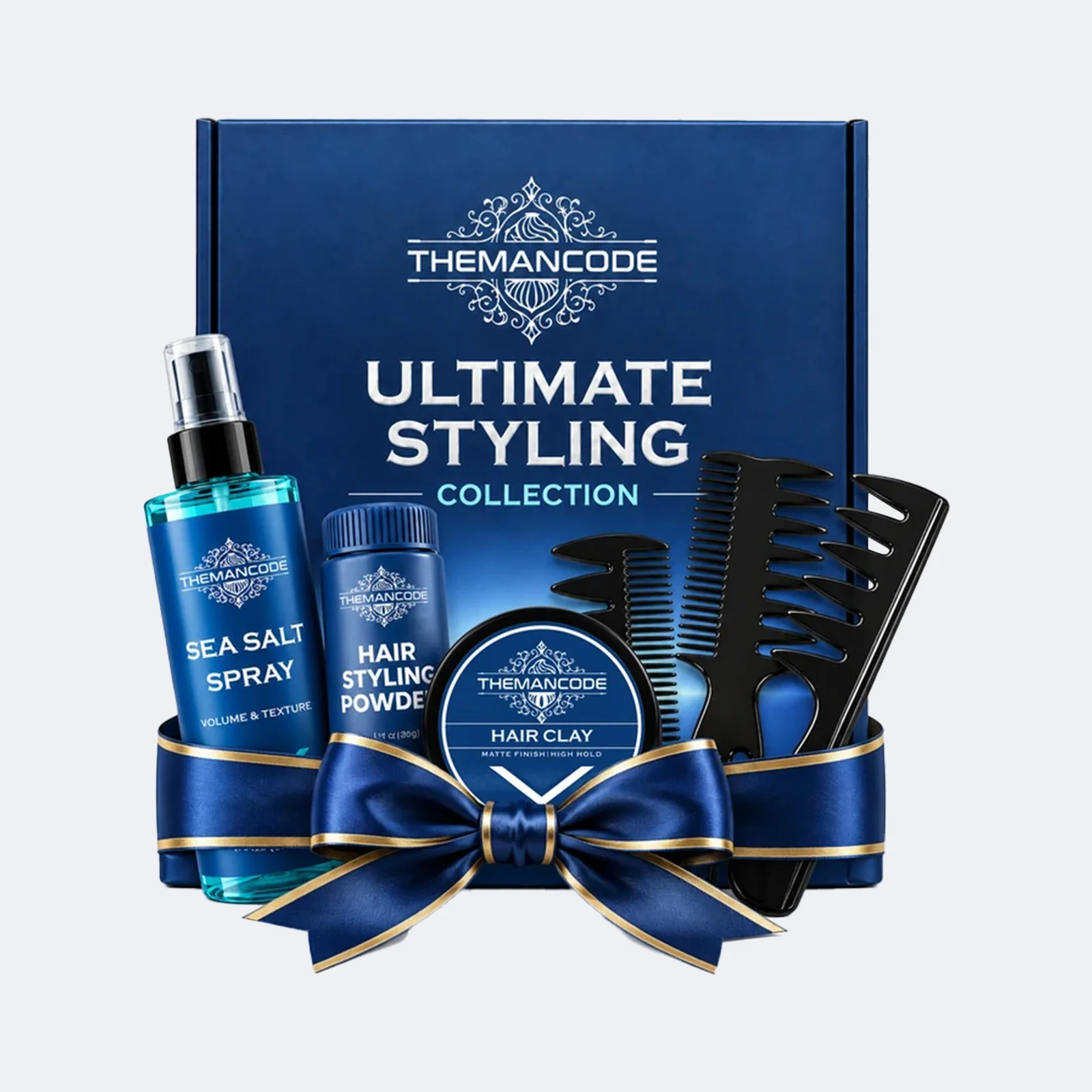 TheManCode hair styling products, coordinated gift packaging and styling combs